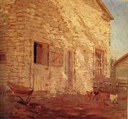 Grant Wood Old Stone and barn oil painting picture wholesale